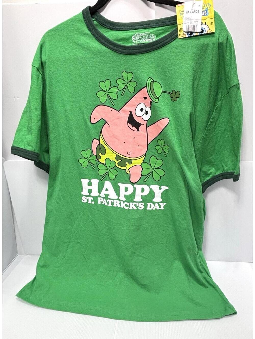 SpongeBob Patrick Star St Patricks Day Shirt XXL Green, New